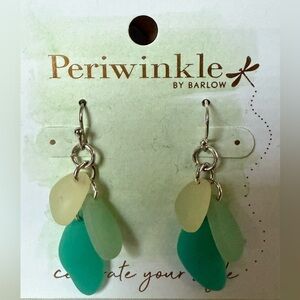 Periwinkle by Barlow Teal and Cream Sea Glass Earrings